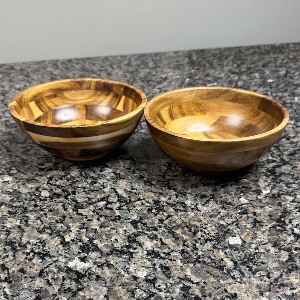 Rustic Farmhouse Wooden Bowl Set - Rich Brown - Picture 3 of 12